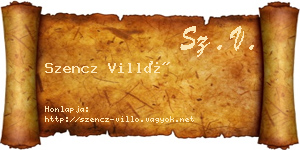 Szencz Villő névjegykártya